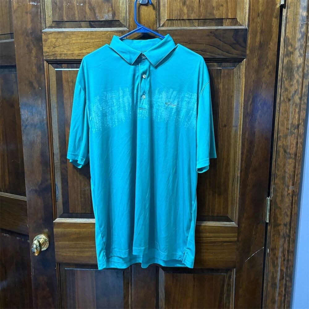 Greg Norman Golf Polo Shirt Men's XL Teal Blue Green Short Sleeve Shark
